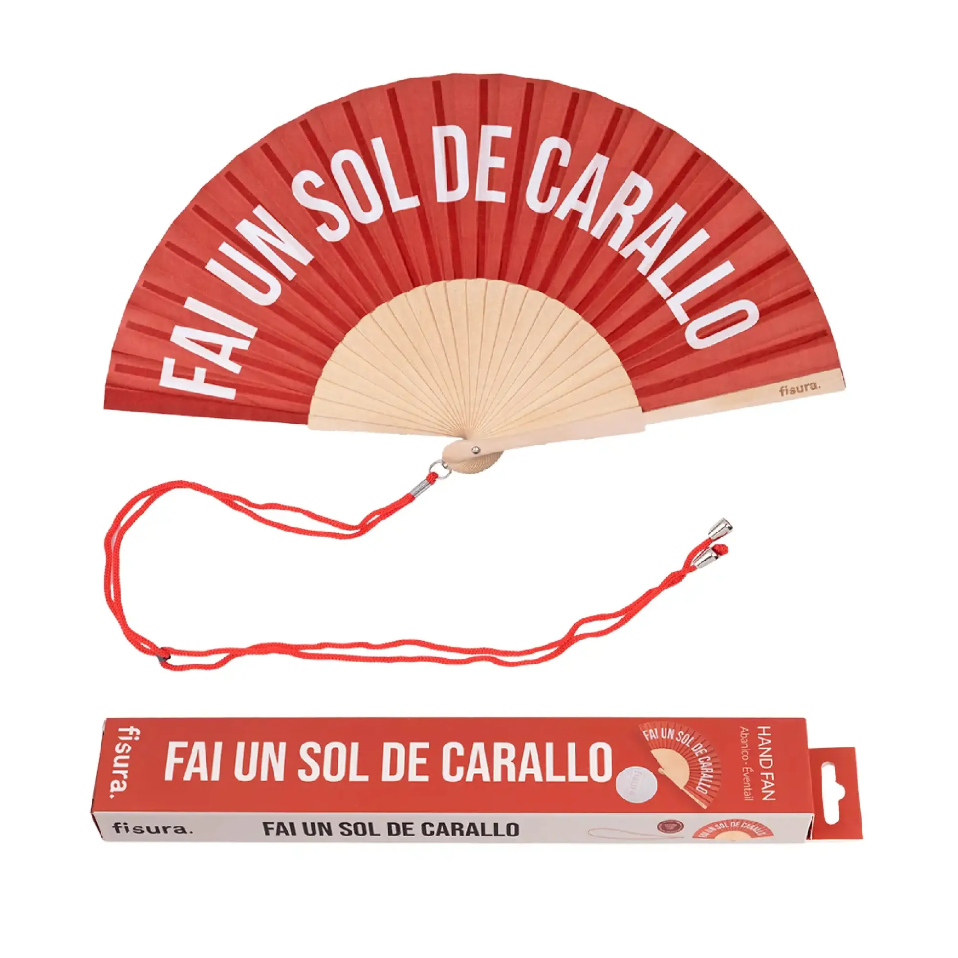 Abanico “Fai un sol de carallo” rojo