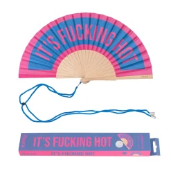 Abanico “It’s fucking hot” azul y rosa