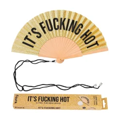 Abanico “It’s fucking hot” purpurina