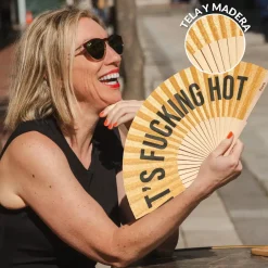 Abanico “It’s fucking hot” purpurina