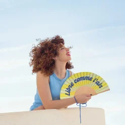 Abanico “Libre comme l’air” rayas