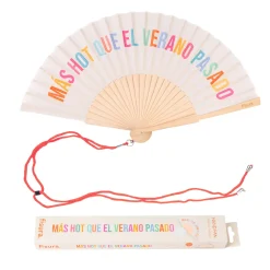 Abanico “Más hot que el verano pasado” beige