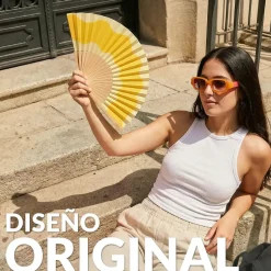 Abanico “Ondas” amarillo