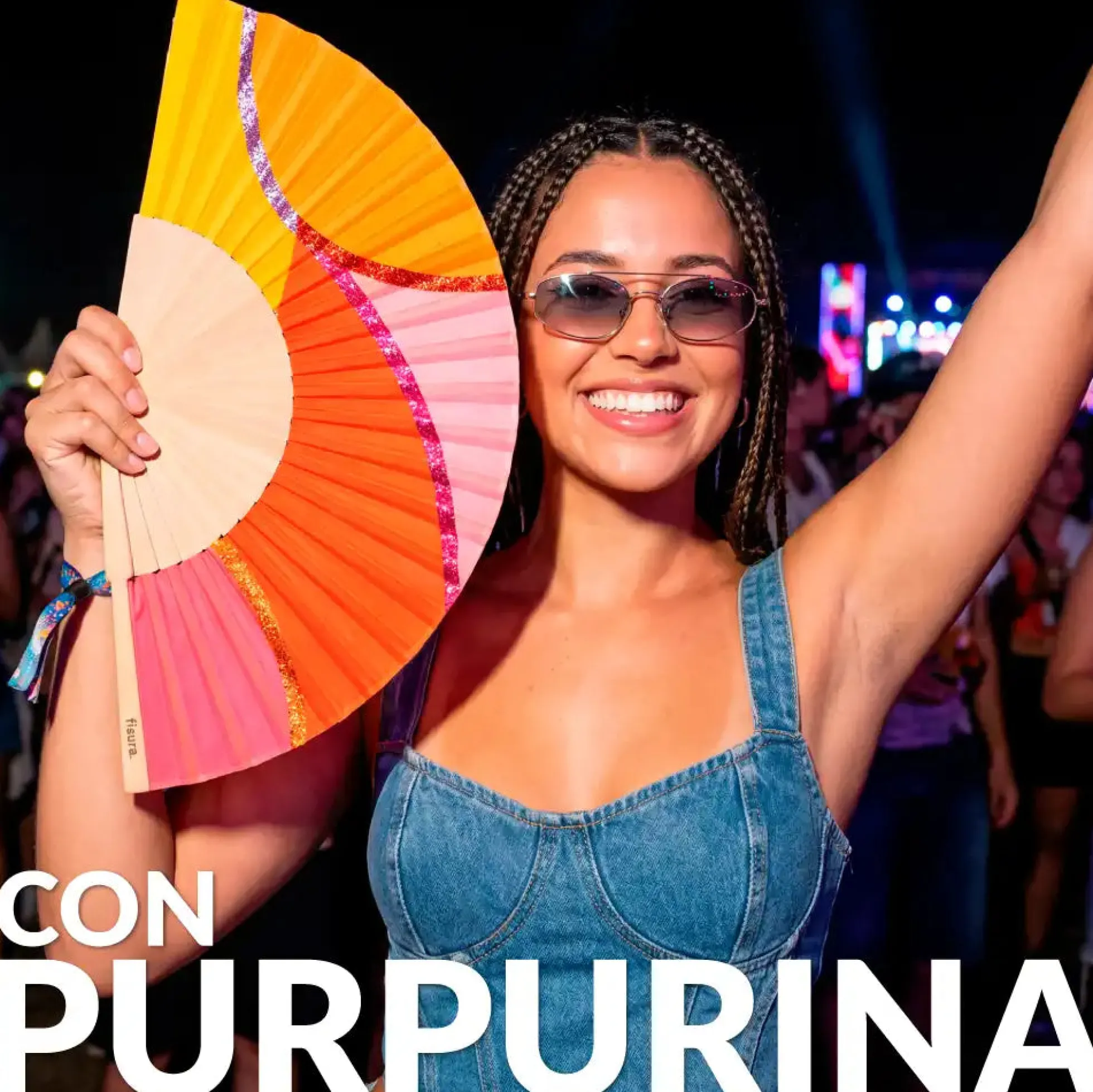 Abanico “Ondas” purpurina
