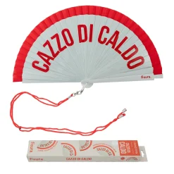 Abanico pintado "Cazzo di caldo" rojo
