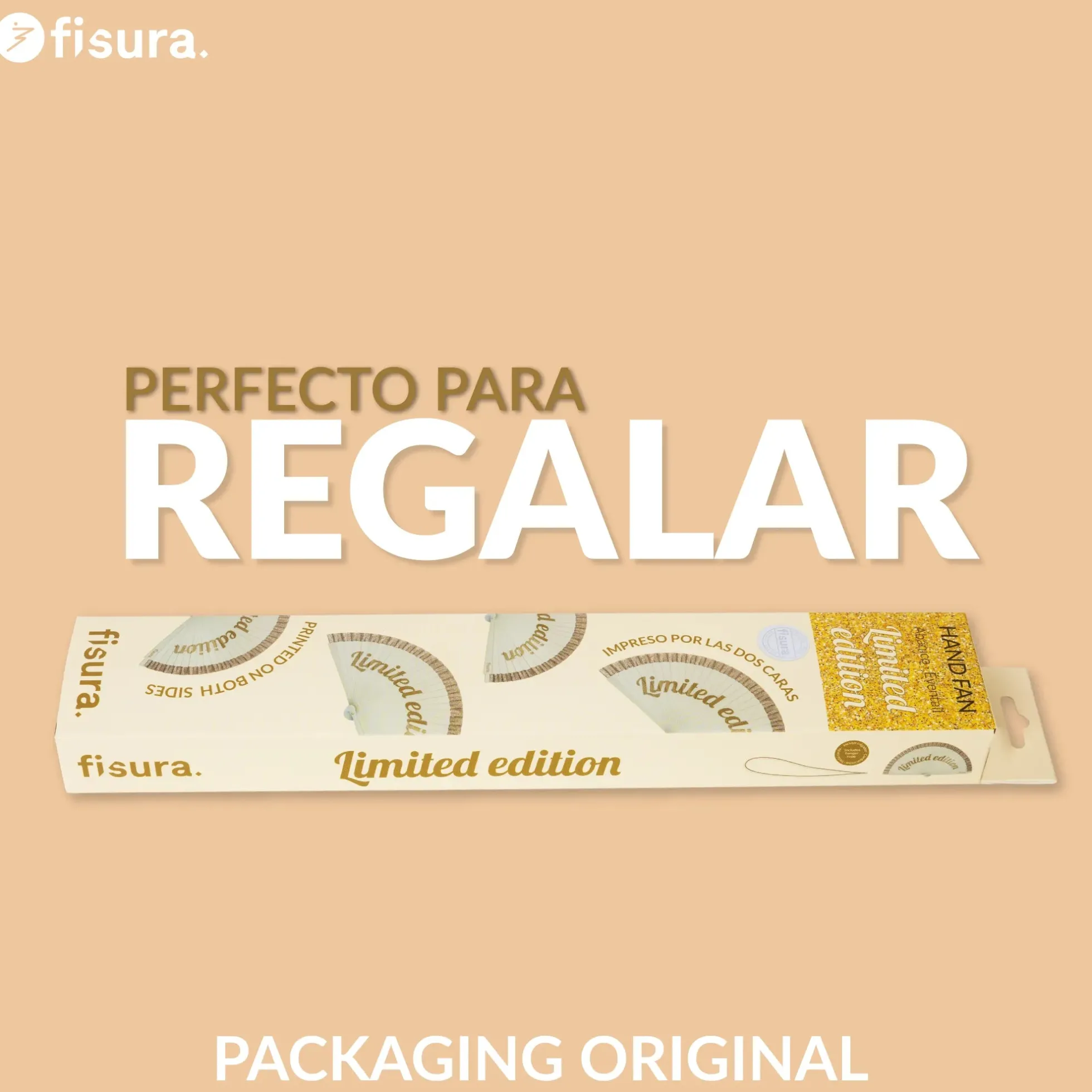 Abanico pintado “Limited edition” purpurina dorada