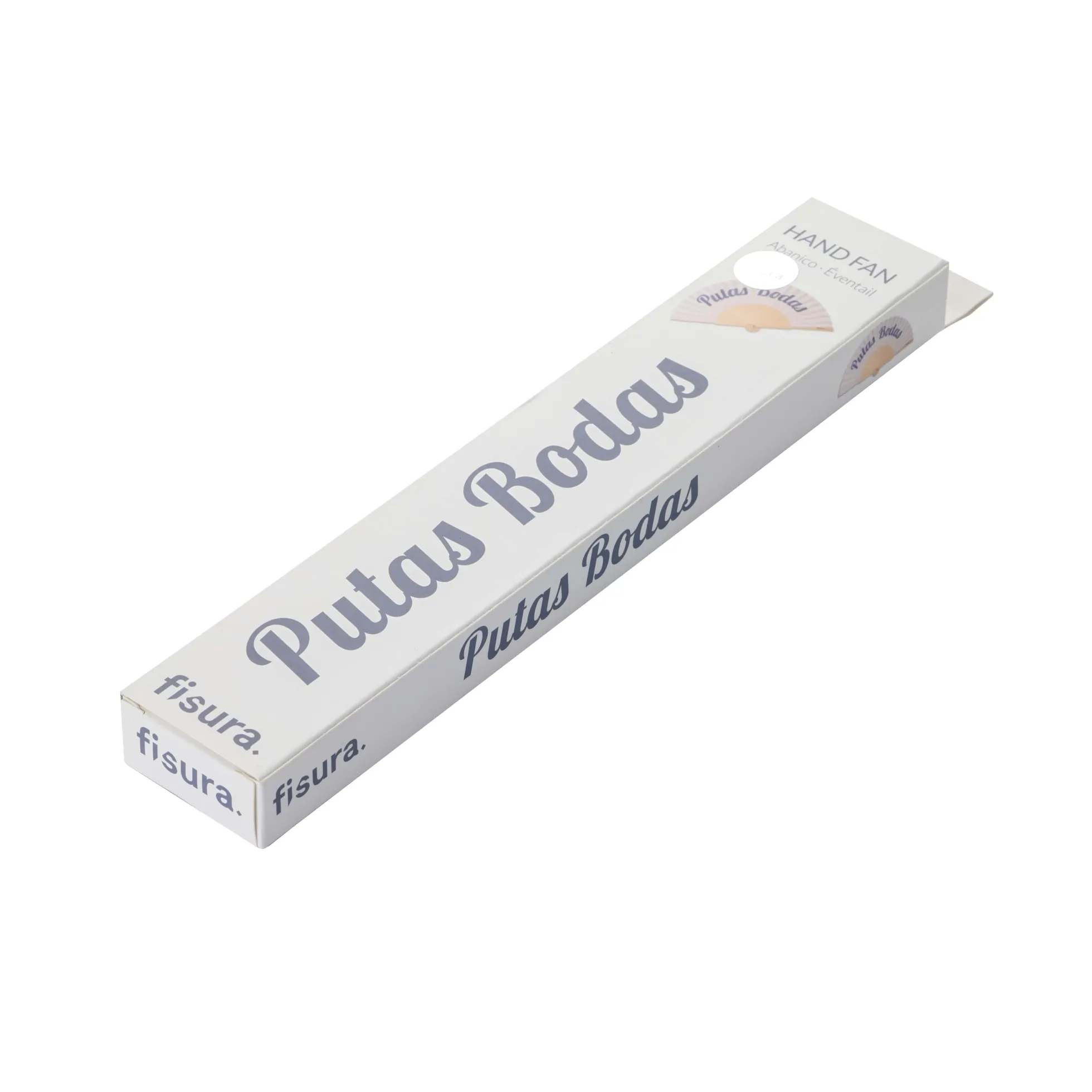 Abanico "Putas bodas" blanco y azul
