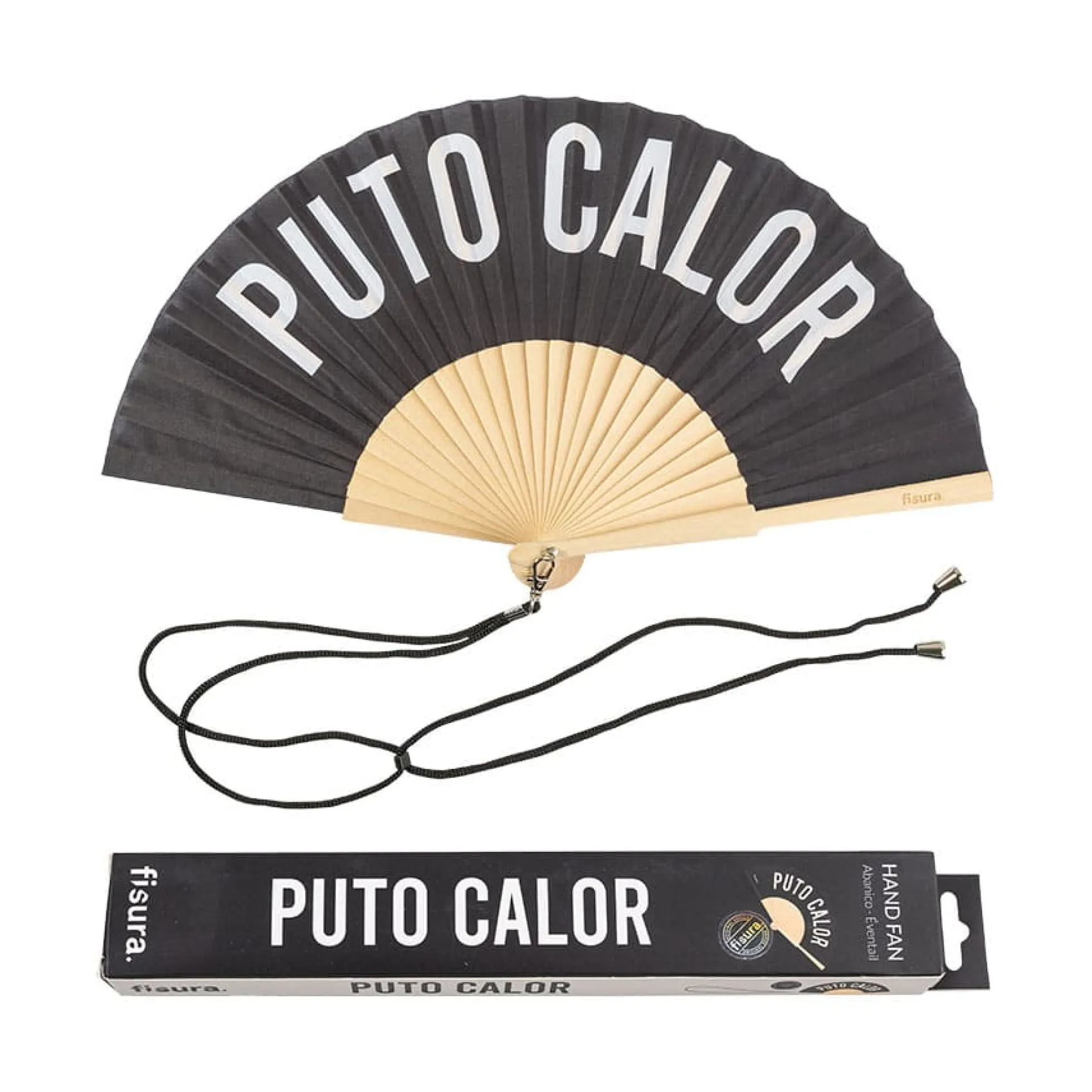 Abanico "Puto calor" negro