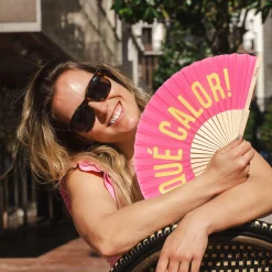Abanico "Qué calor" rosa