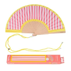 Abanico “Rayas” amarillo y rosa