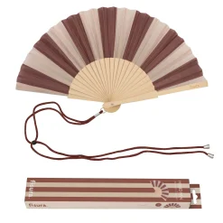 Abanico “Rayas” marrón y beige
