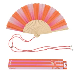 Abanico “Rayas” rosa y naranja