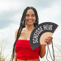 Abanico "Scheisse heiß" negro