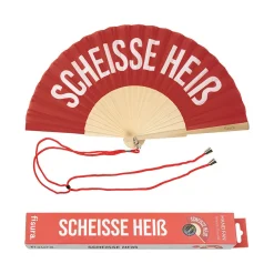 Abanico "Scheisse heiß" rojo