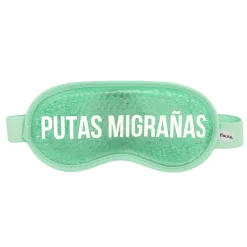 Antifaz de gel “Putas migrañas” verde menta