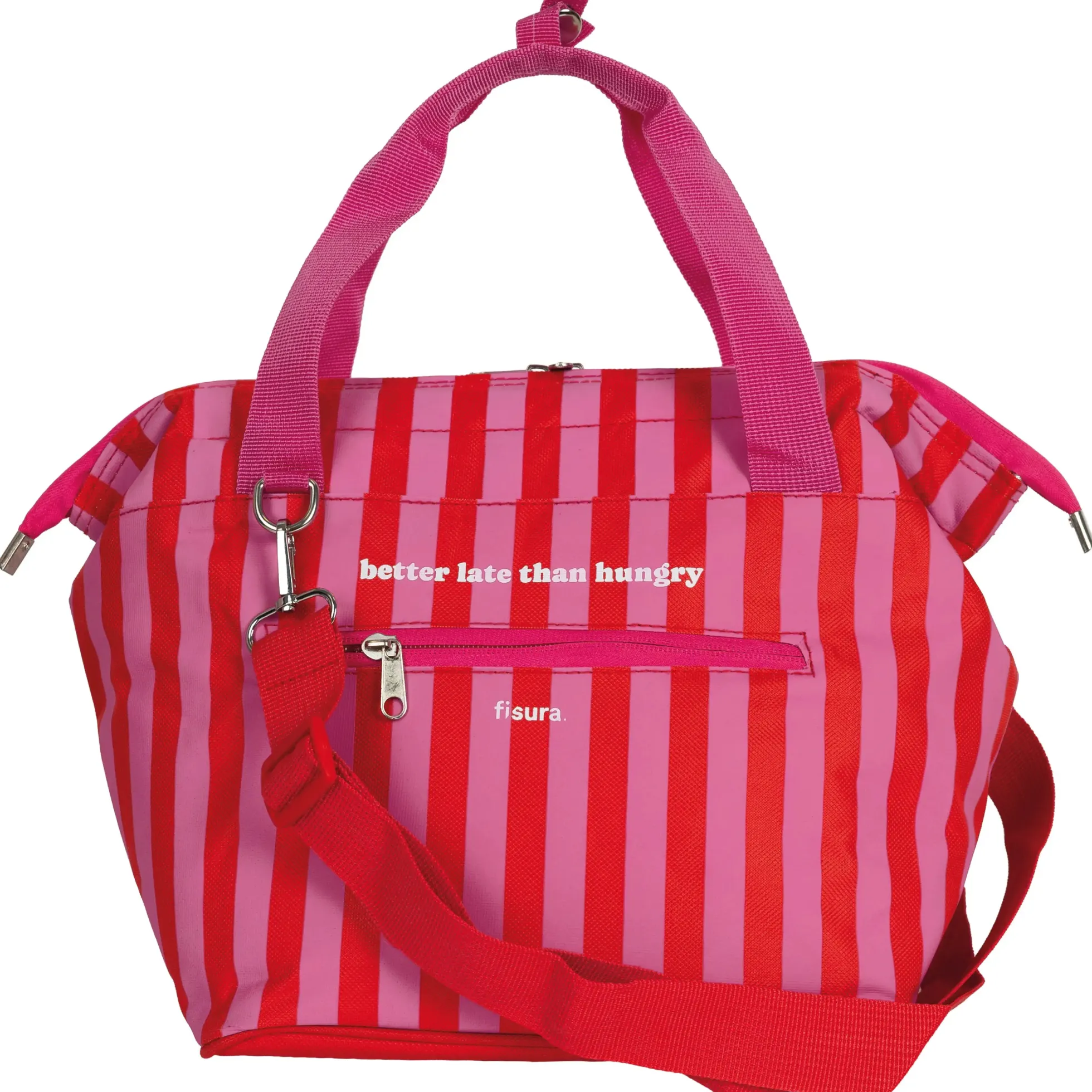 Bolsa térmica porta alimentos “Better late than hungry”