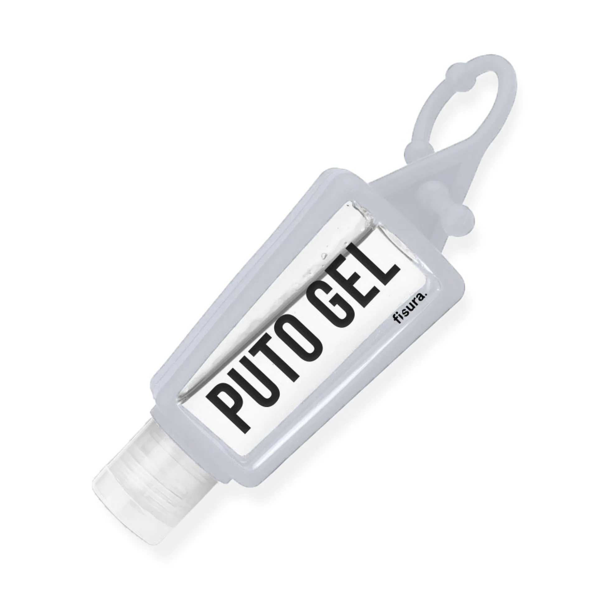 Botella colgador "Puto gel" Blanco