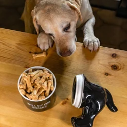 Bote premios “Will sit for snacks” negro