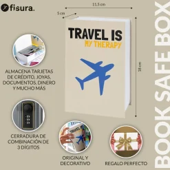 Caja fuerte libro “Travel is my therapy”