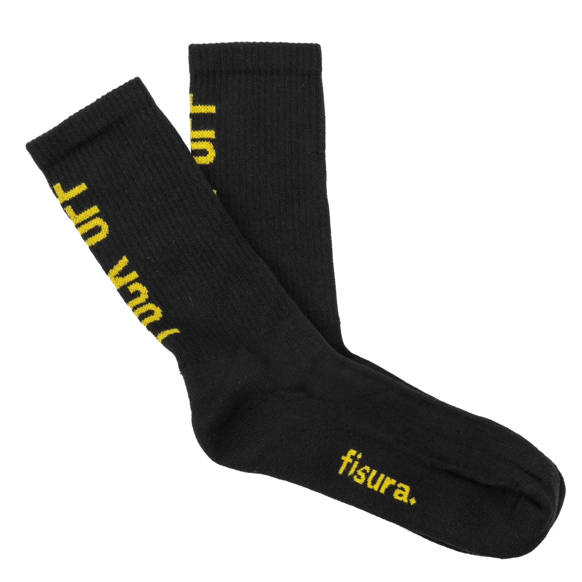 Calcetines Unisex “Fuck off" negro y amarillo