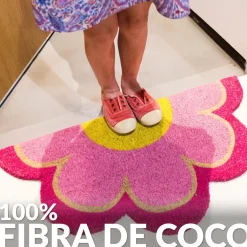 Felpudo "Flor" rosa