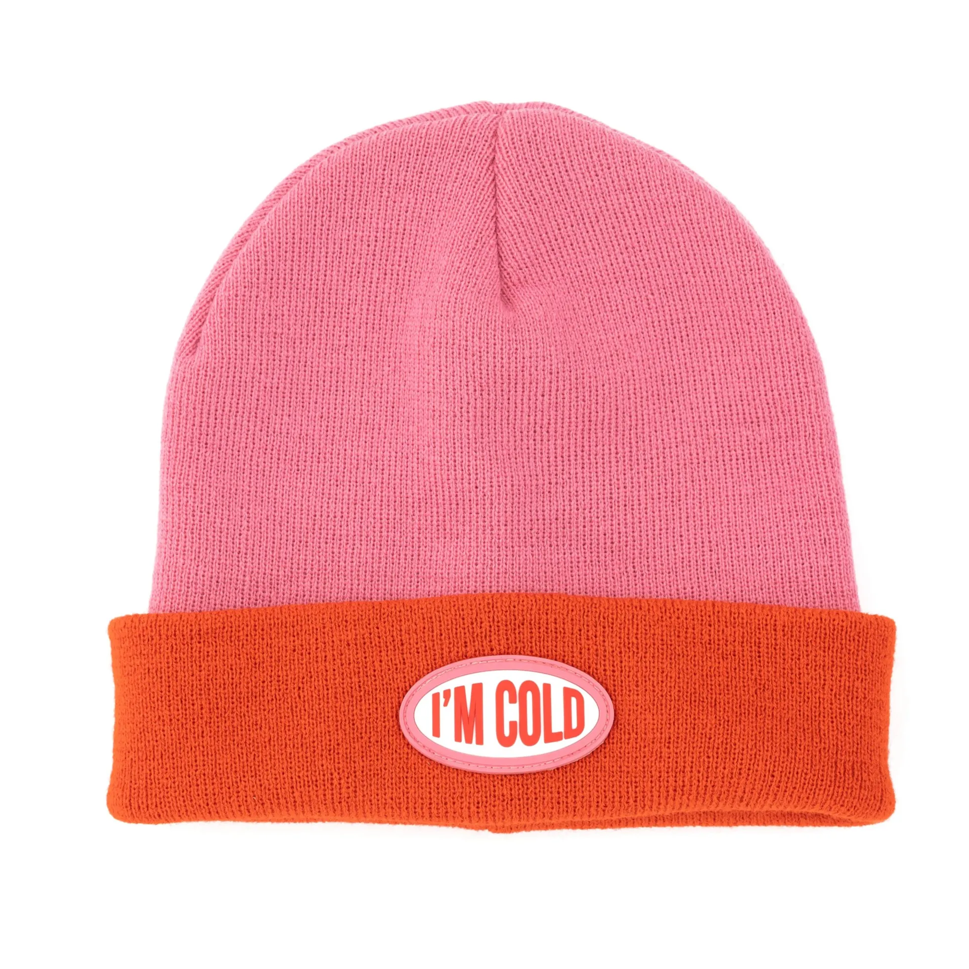 Gorro "I'm cold" rosa y rojo