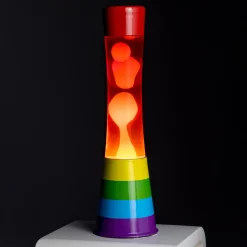 Lámpara de lava Arcoiris, líquido rosa y lava naranja