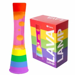 Lámpara de lava Arcoiris, líquido rosa y lava naranja