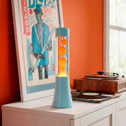 Lámpara de lava azul y naranja de 30 cm