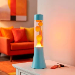 Lámpara de lava azul y naranja de 30 cm