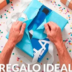 Lámpara de lava blanca de 40 cm con base negra y líquido azul
