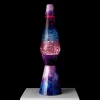 Lámpara de Lava 'Bullet' con base efecto galaxia, líquido morado y purpurina