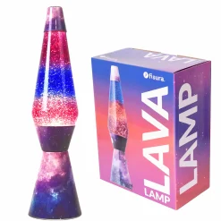 Lámpara de Lava 'Bullet' con base efecto galaxia, líquido morado y purpurina