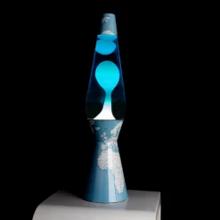 Lámpara de lava Bullet Mundo, líquido azul y lava blanca