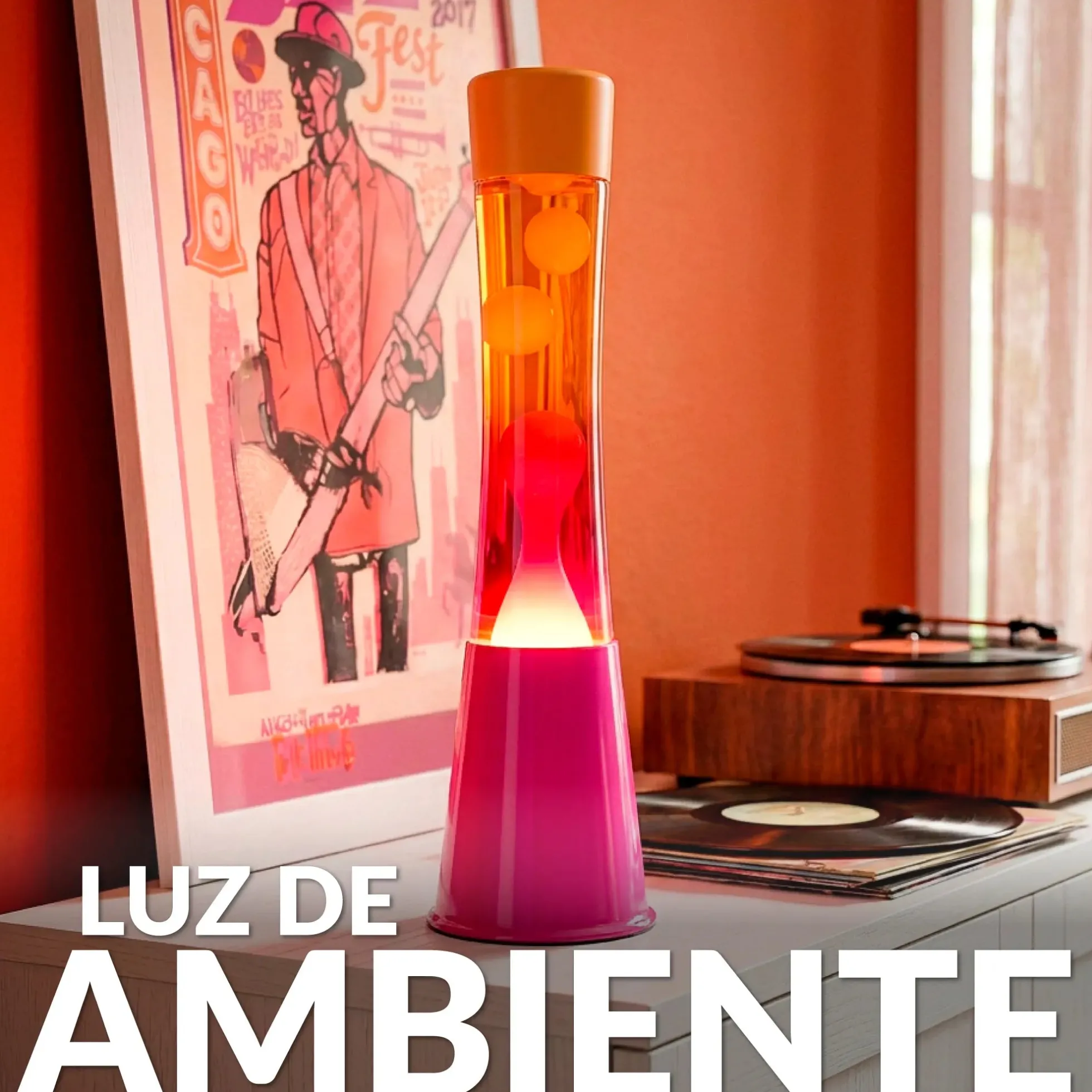 Lámpara de lava degradado rosa y naranja
