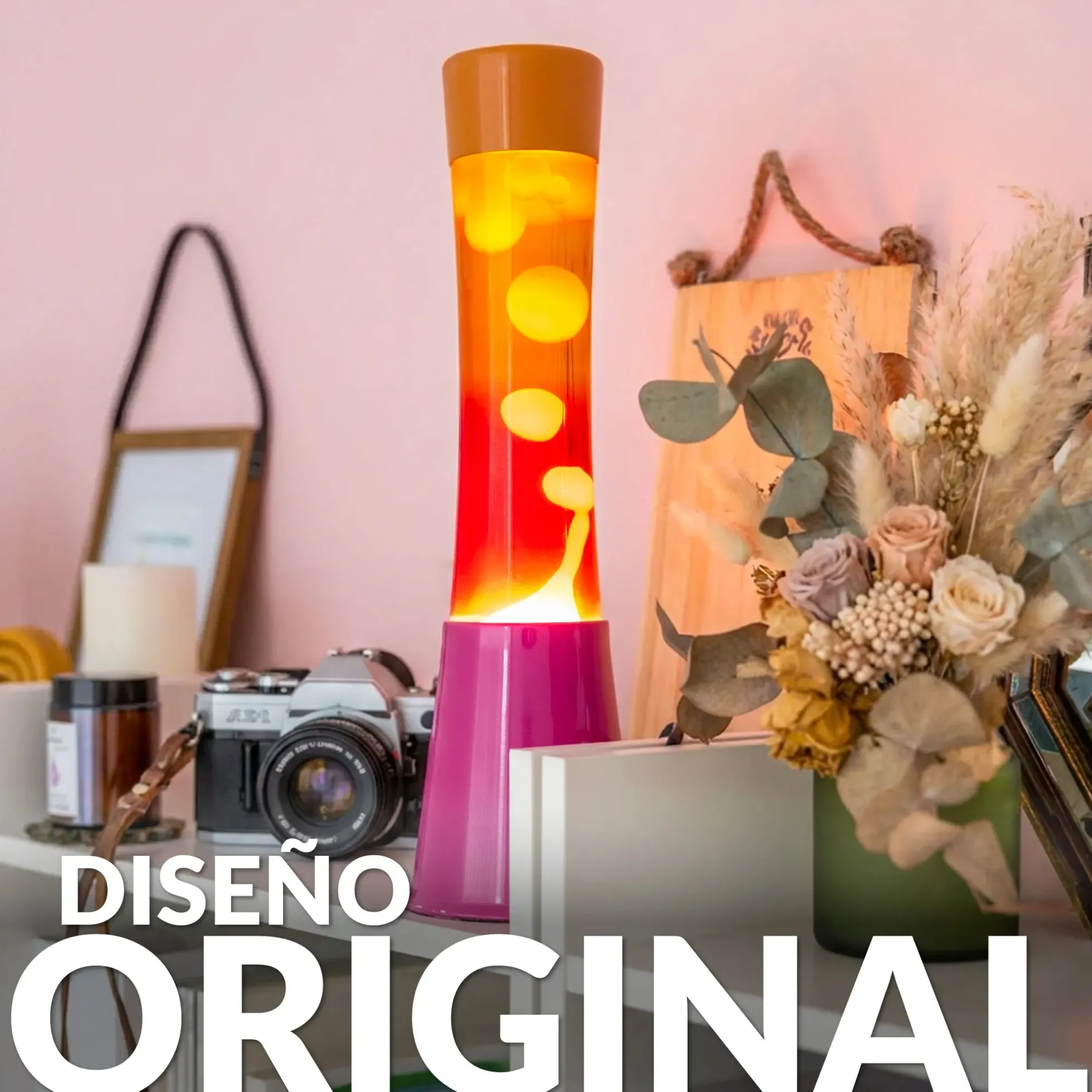 Lámpara de lava degradado rosa y naranja