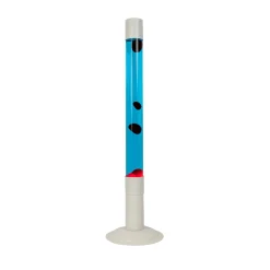 Lámpara de lava grande roja con base blanca y líquido azul