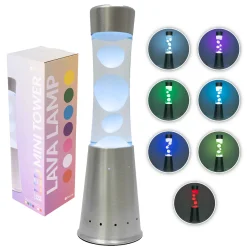 Lámpara de lava LED con base plata - 7 colores