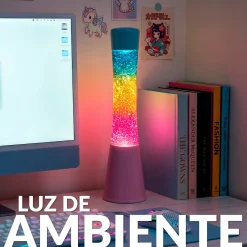 Lámpara de lava LED degradada con purpurina rosa