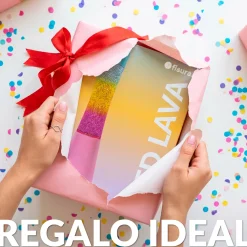 Lámpara de lava LED degradada con purpurina rosa