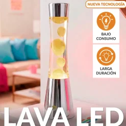 Lámpara de lava LED RGB cromo