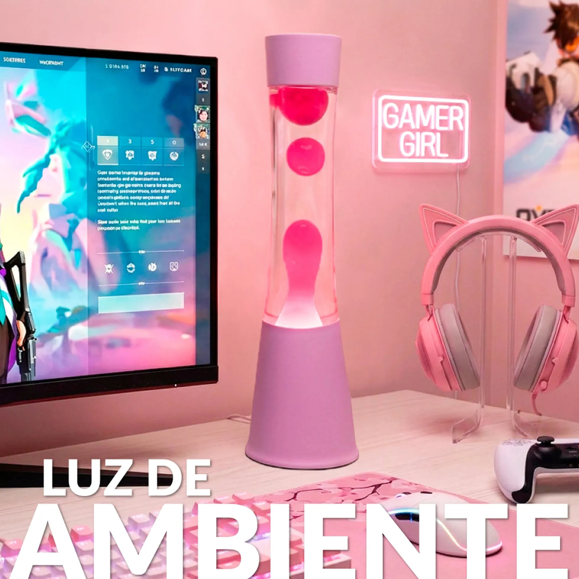 Lámpara de lava LED rosa