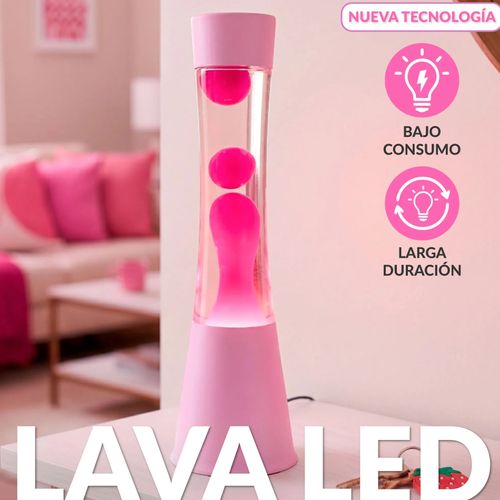 Lámpara de lava LED rosa