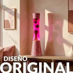 Lámpara de lava “ondas” rosa y marrón