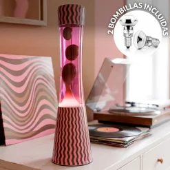 Lámpara de lava “ondas” rosa y marrón