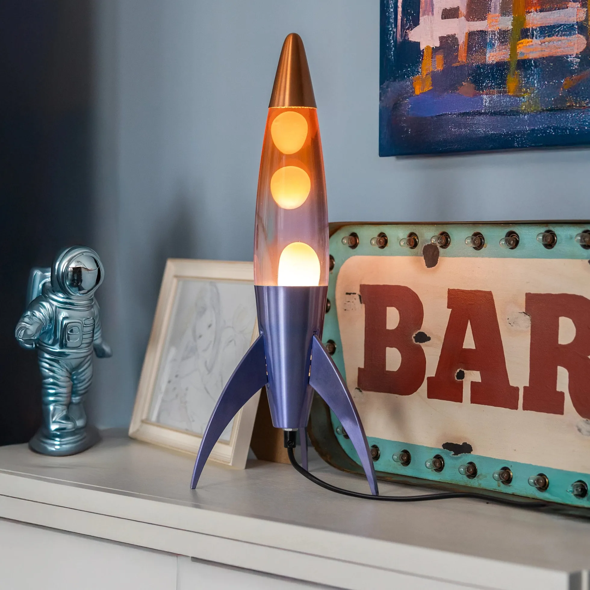 Lámpara de lava rocket degradado azul