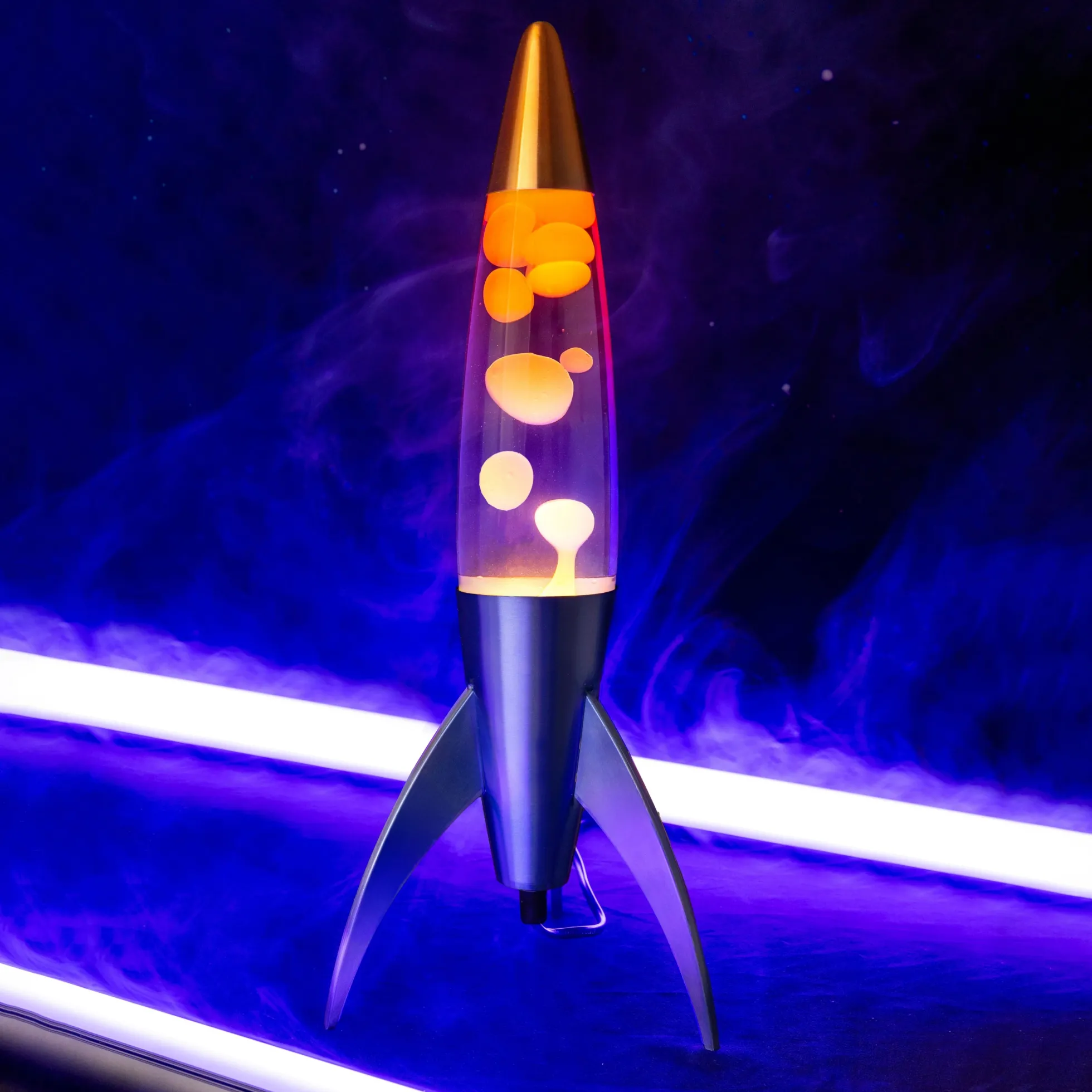 Lámpara de lava rocket degradado azul