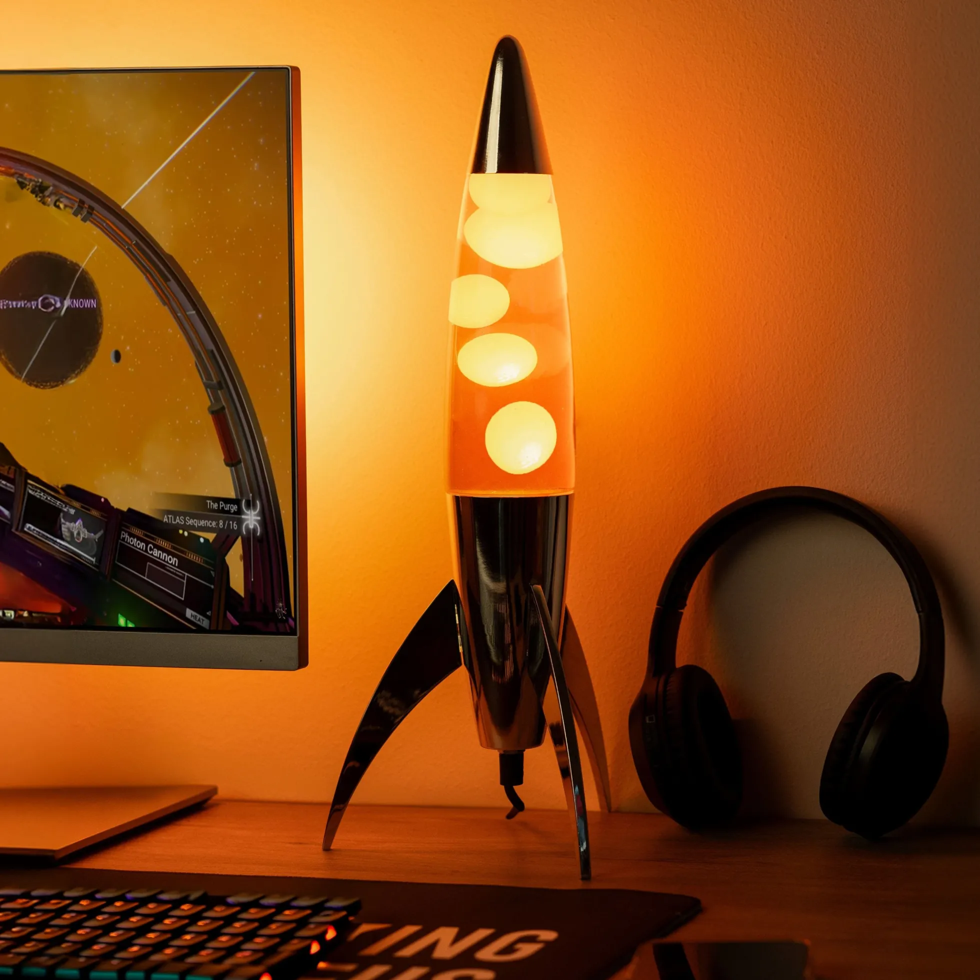 Lámpara de lava rocket naranja