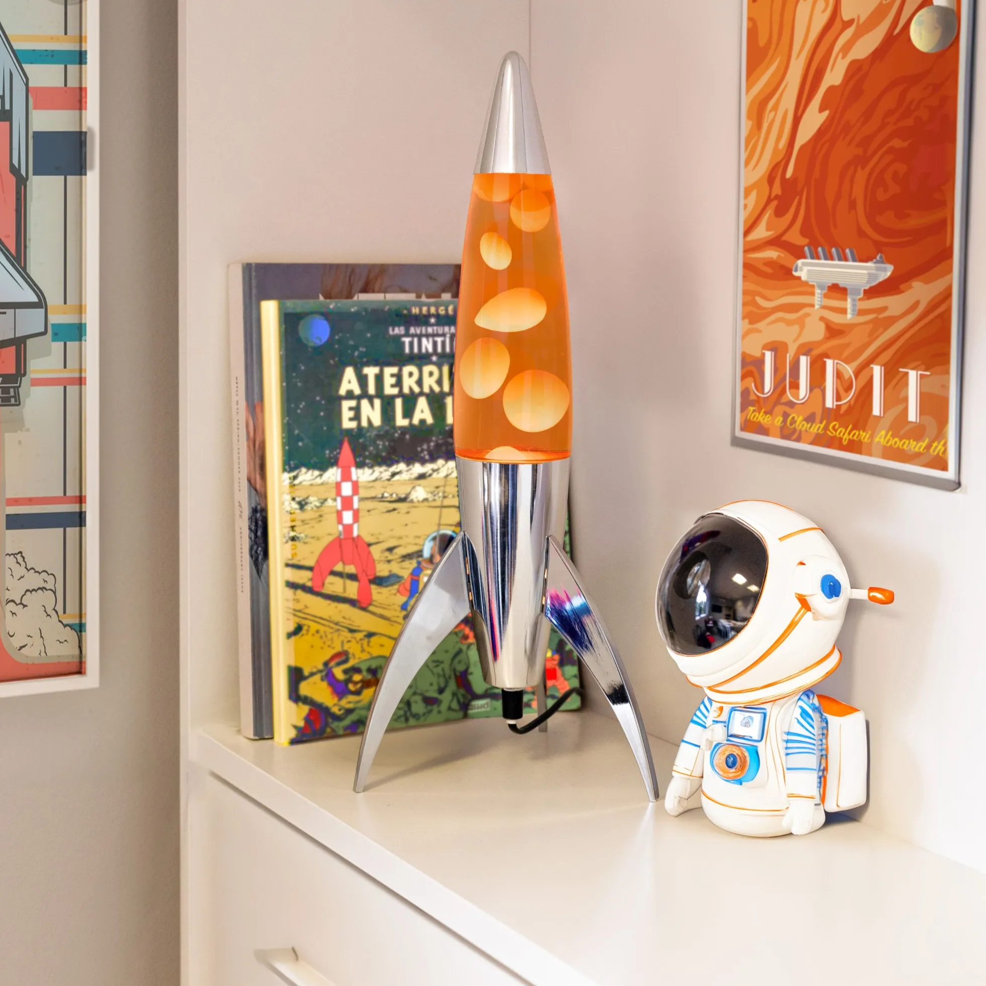 Lámpara de lava rocket naranja