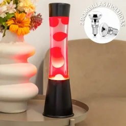 Lámpara de lava roja y negra